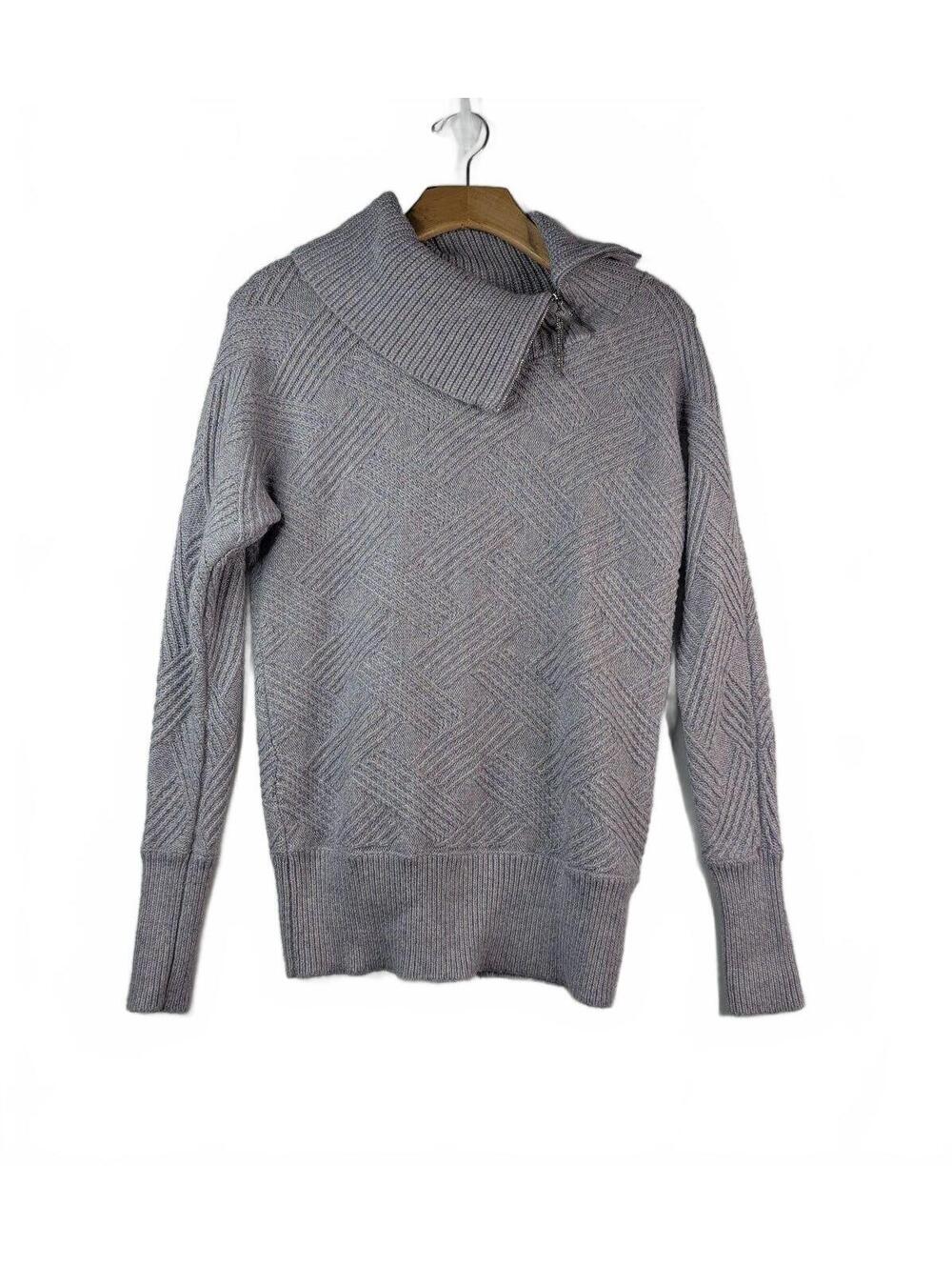 White House Black Market Asymmetrical Split-Neck Zipper Sweater Size Small
